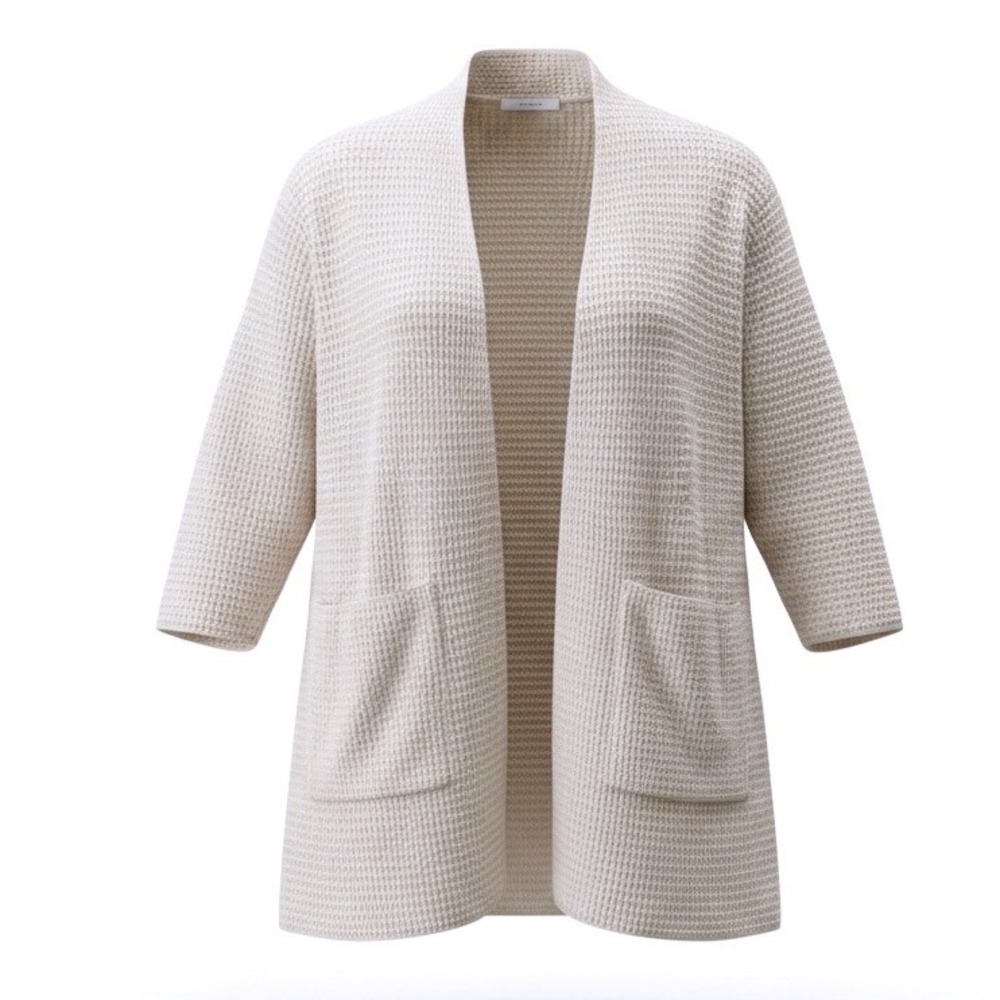 Eileen Fisher Womens Size Large Beige Open‎ Front Long Knit Cardigan NWT